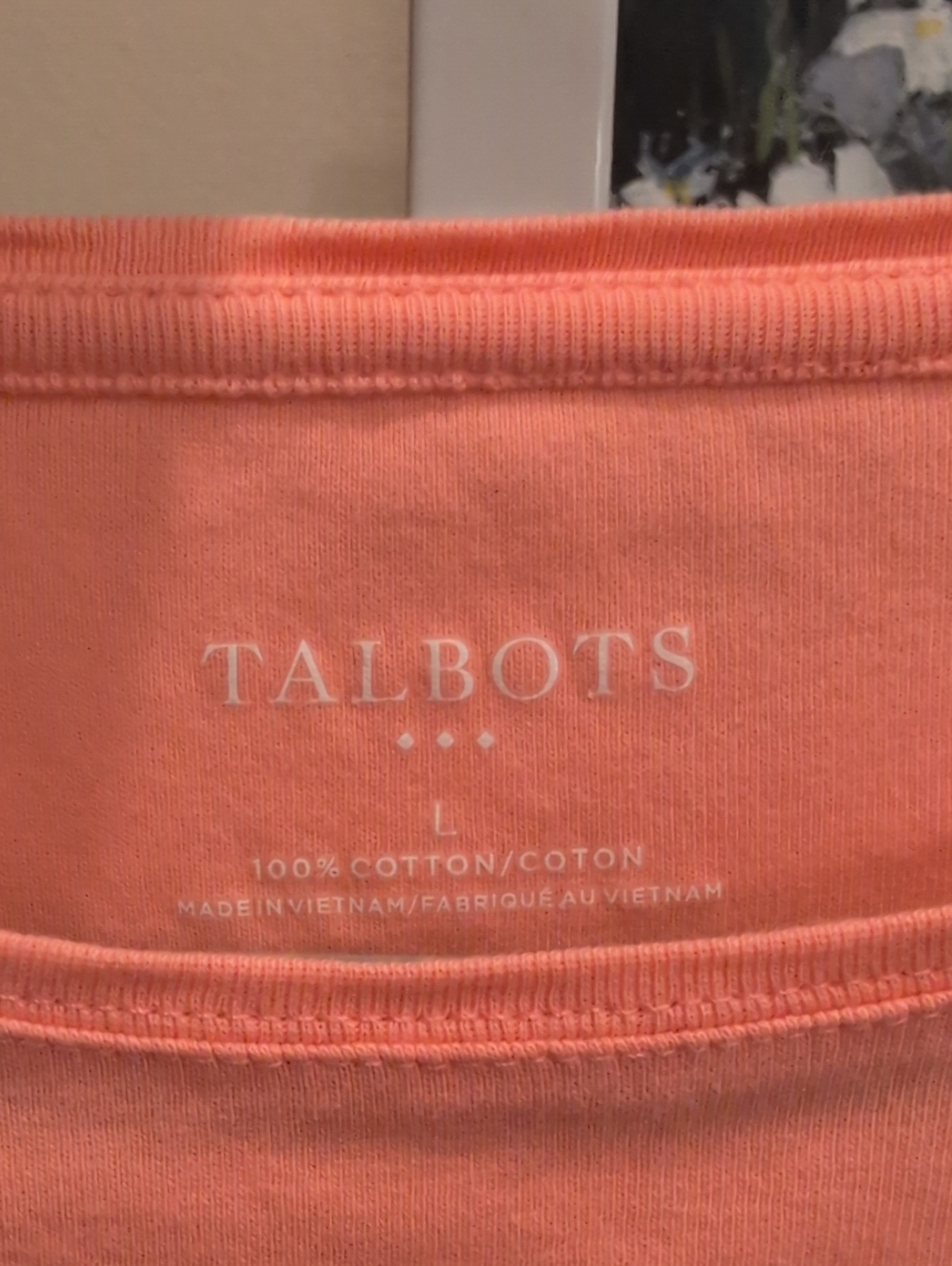 Talbots Coral Crewneck Cotton Tee